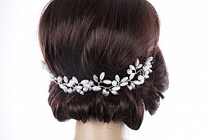 Svatební ozdoba do vlasů - čelenka Stříbrné perly do vlasů