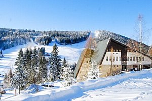 Krkonoše u ski areálů: Pytloun Hotel Harrachov **** s polopenzí + neomezený vstup do wellness (bazén, sauna)